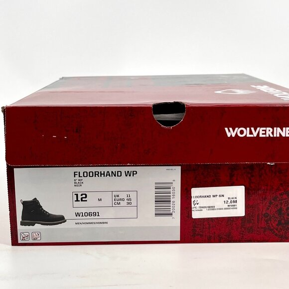 Wolverine Floorhand Work Boot Size 12M Black Leather Waterproof New In Box - Picture 16 of 16